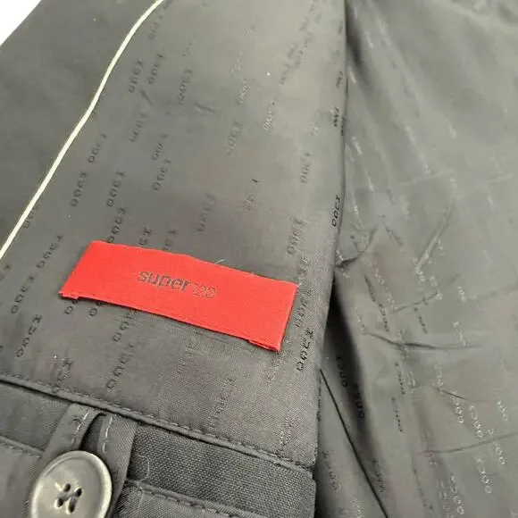 Hugo Boss Super 120s Wool Blazer Black Logo Lined Size 42L